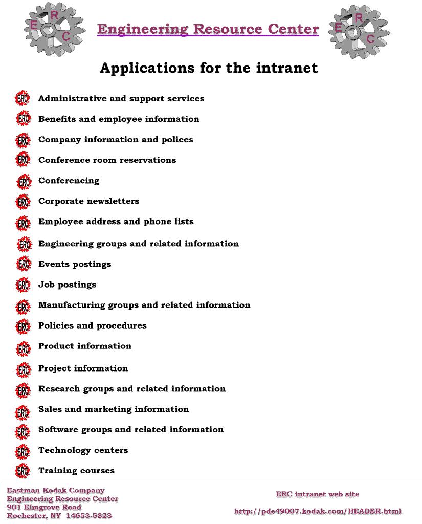 Applications for the intranet